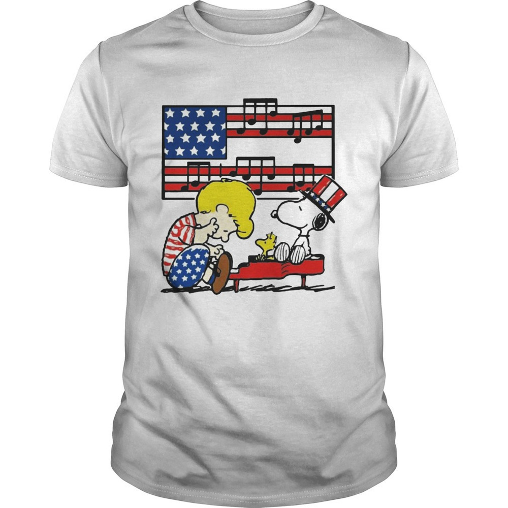 Fourth Of July Schroeder Playing Piano Woodstock And Snoopy Shirt